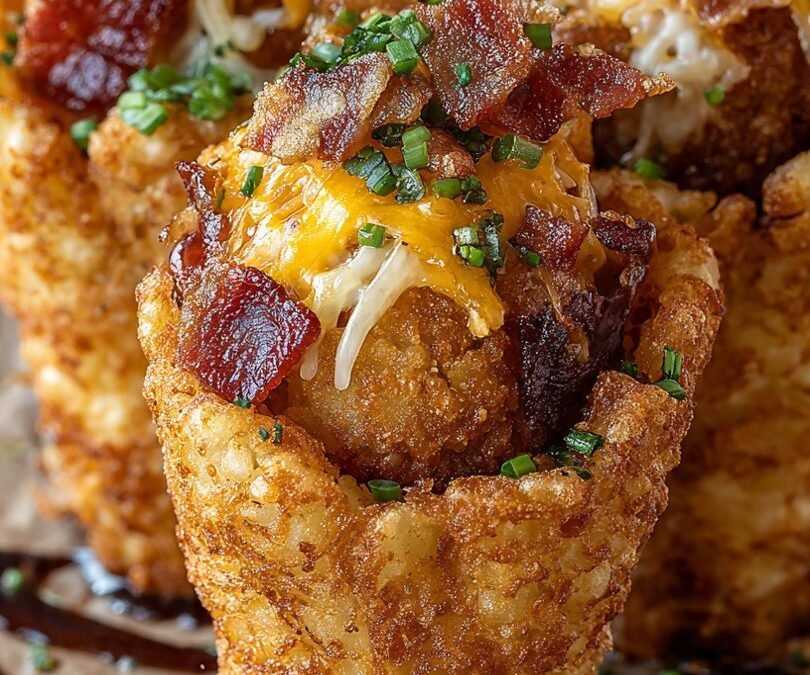 Bacon Cheeseburger Stuffed Tater Tot Cones (Crispy, Cheesy, and So Fun!)
