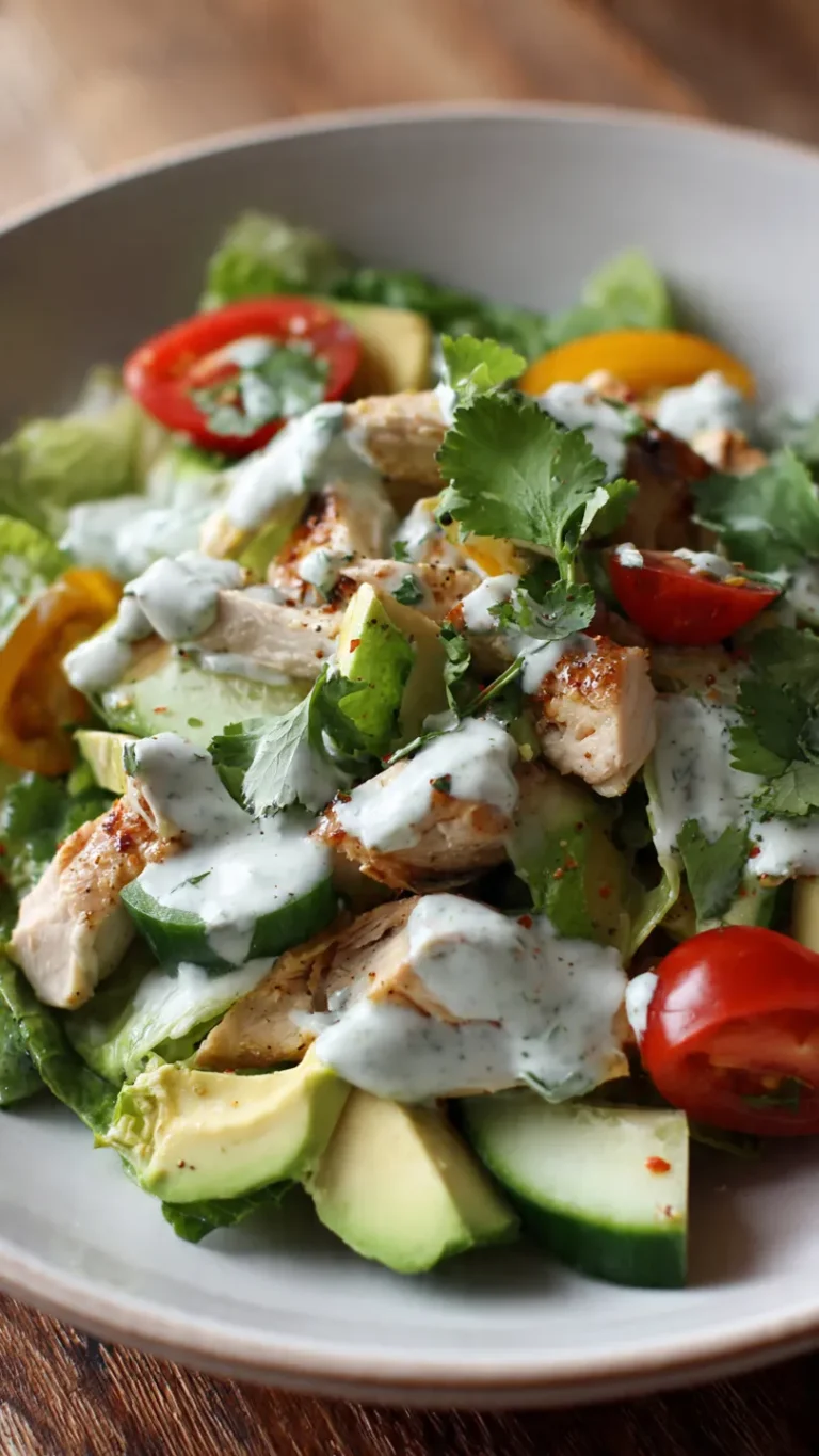 Creamy Chicken & Avocado Salad with Lime Yogurt Dressing
