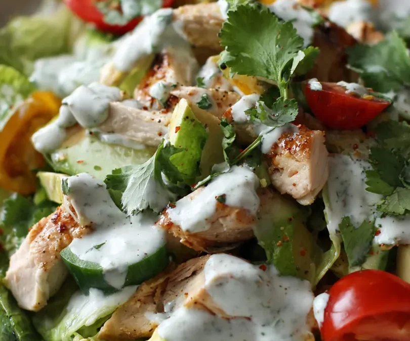Creamy Chicken & Avocado Salad with Lime Yogurt Dressing