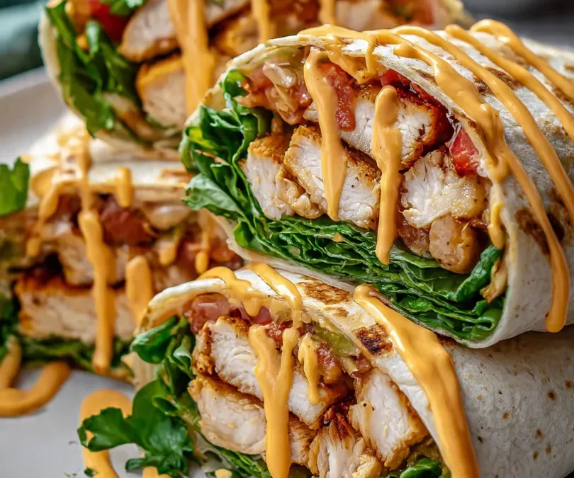 Creamy Chicken Tortilla Wraps with Cheese Sauce