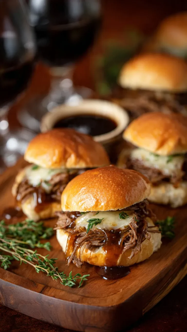Hot French Onion Beef Sliders with Au Jus