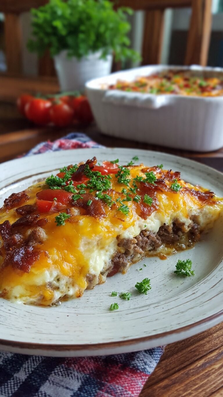 Low-Carb Bacon Cheeseburger Casserole (Keto-Friendly Comfort in Every Bite!)