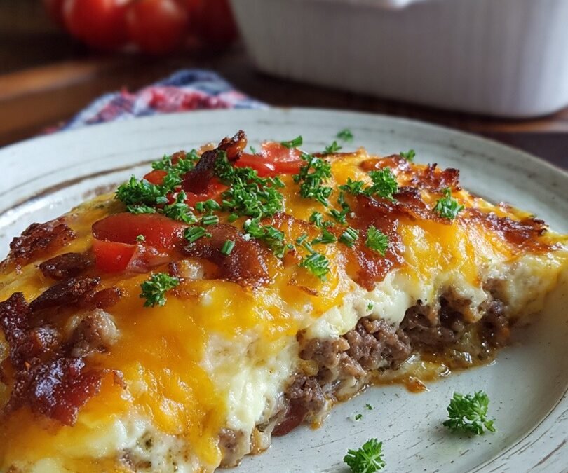 Low-Carb Bacon Cheeseburger Casserole (Keto-Friendly Comfort in Every Bite!)
