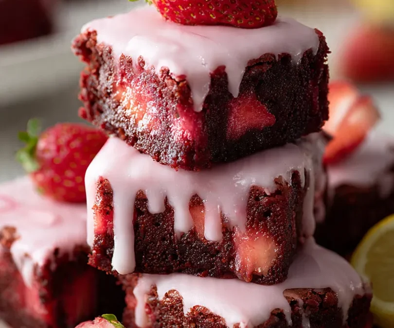 Strawberry Brownies with Lemon Glaze: A Dreamy Dessert Experience