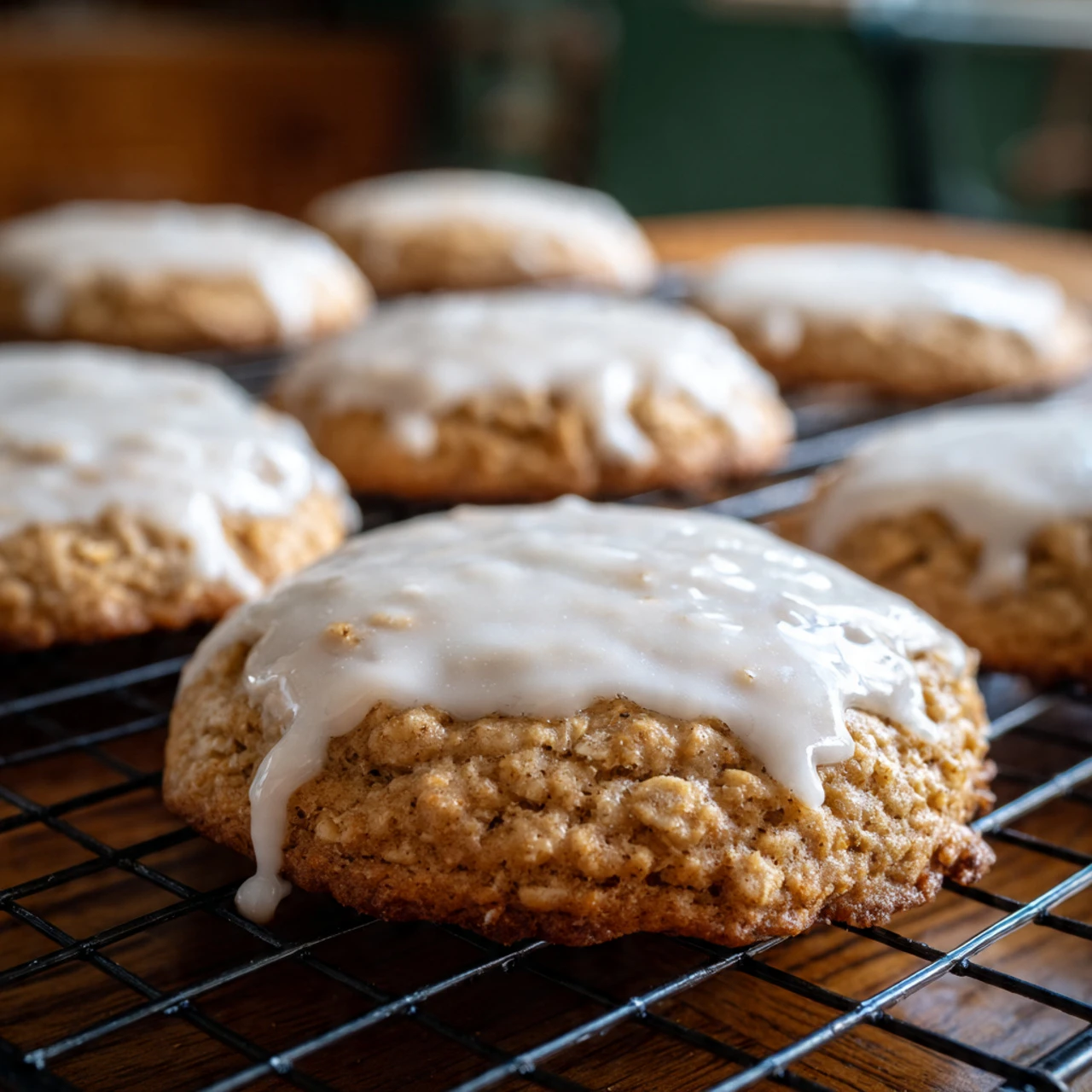 AMAZING Soft and Chewy Iced Oatmeal Cookies
