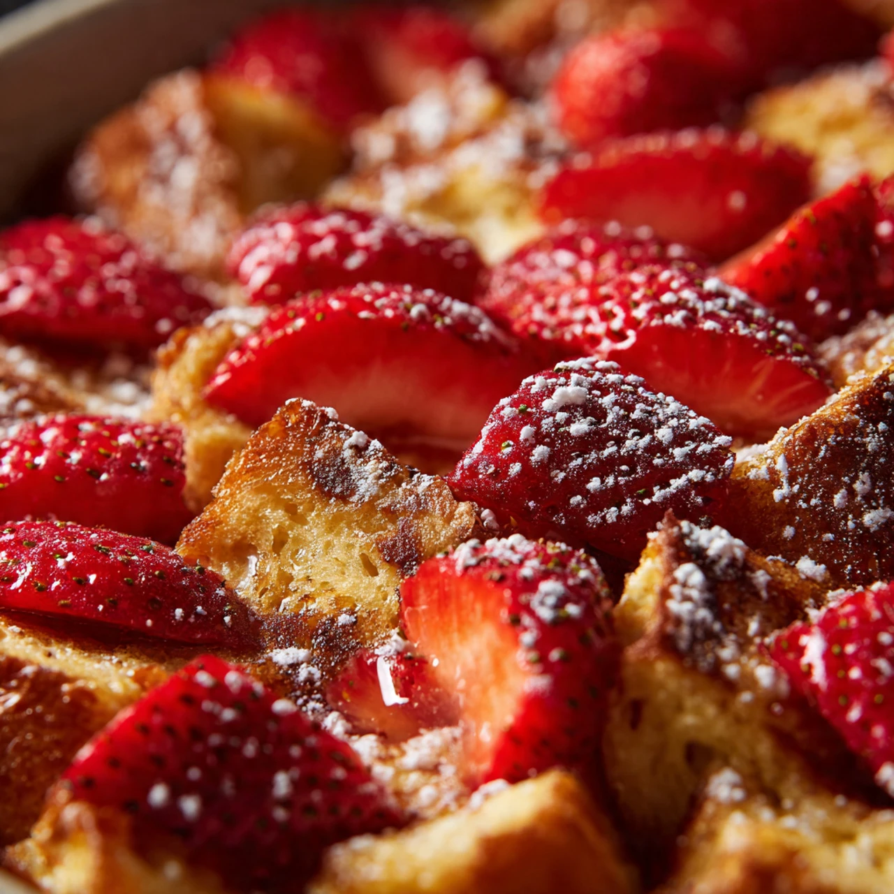 BAKED STRAWBERRIES AND CREAM FRENCH TOAST Baked Strawberries Cream French Toast