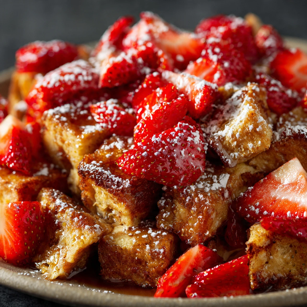 BAKED STRAWBERRIES AND CREAM FRENCH TOAST Baked Strawberries Cream French Toast