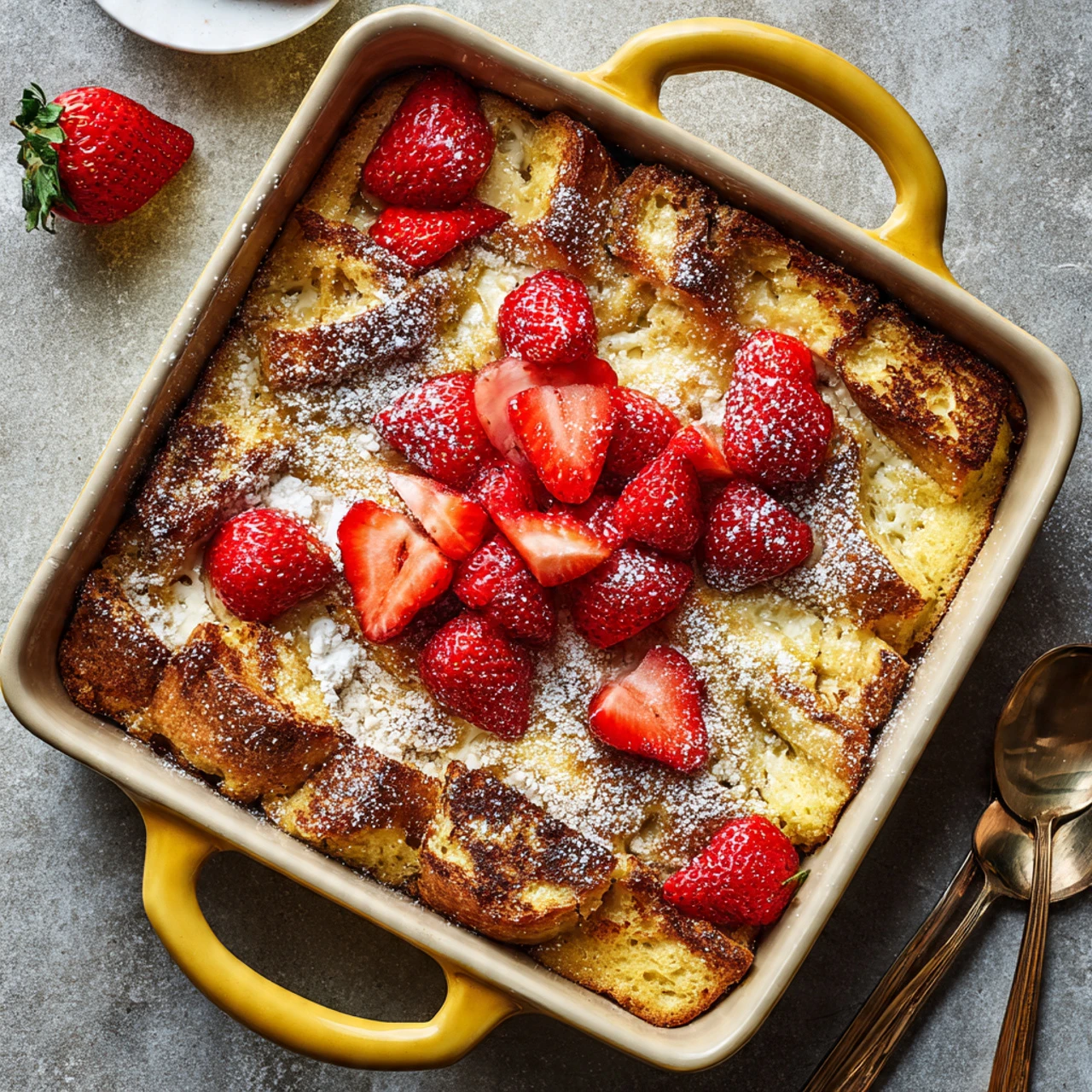 BAKED STRAWBERRIES AND CREAM FRENCH TOAST Baked Strawberries Cream French Toast