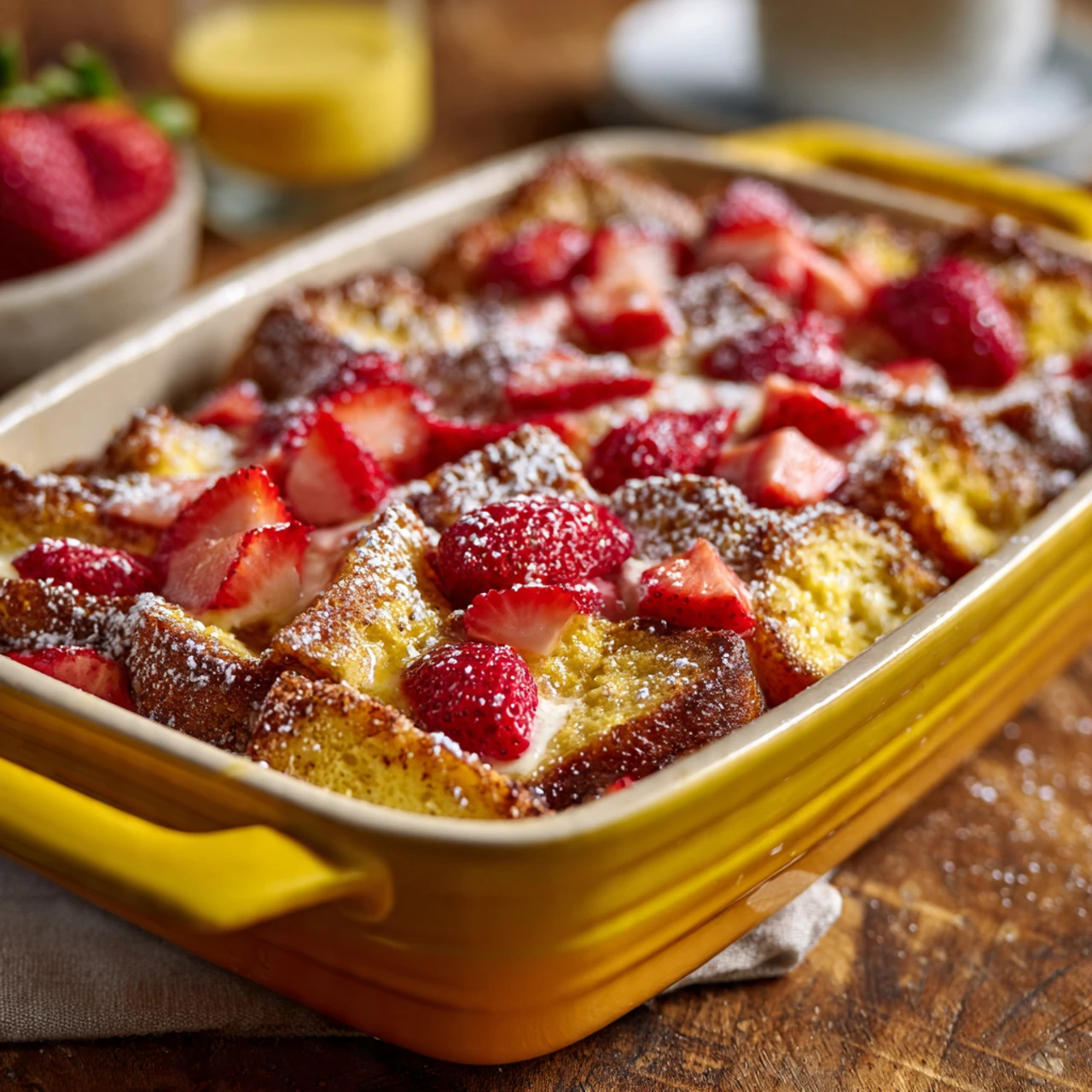 BAKED STRAWBERRIES AND CREAM FRENCH TOAST Baked Strawberries Cream French Toast
