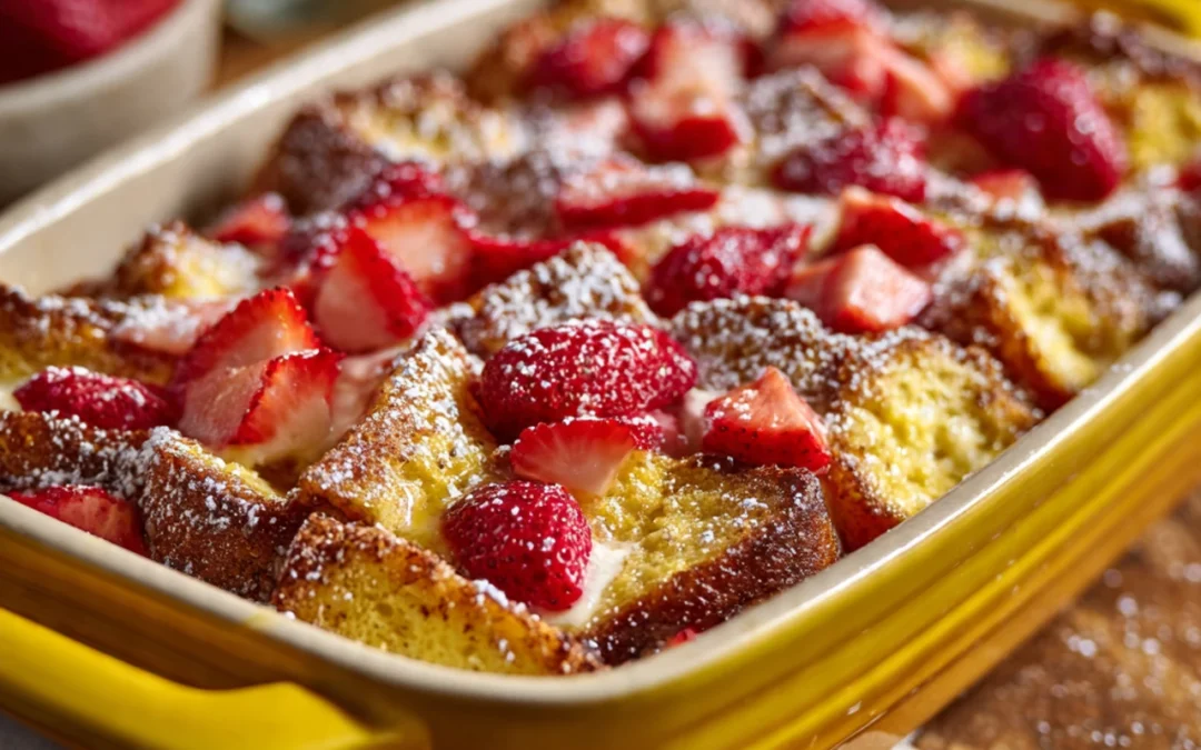 BAKED STRAWBERRIES AND CREAM FRENCH TOAST