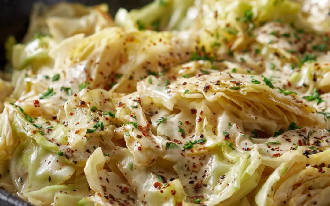 Creamy Garlic Alfredo with Tender Cabbage