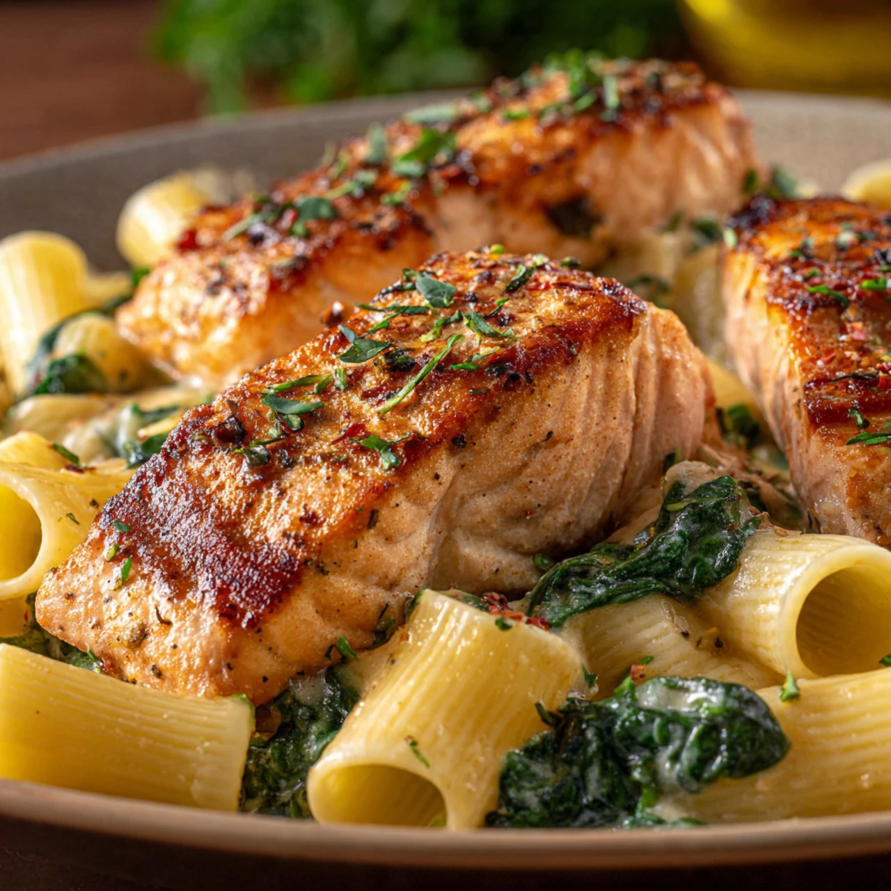 Creamy Salmon Spinach Pasta - Restaurant-Worthy In 25 Minutes! Creamy Salmon Spinach Pasta Restaurantworthy Minutes