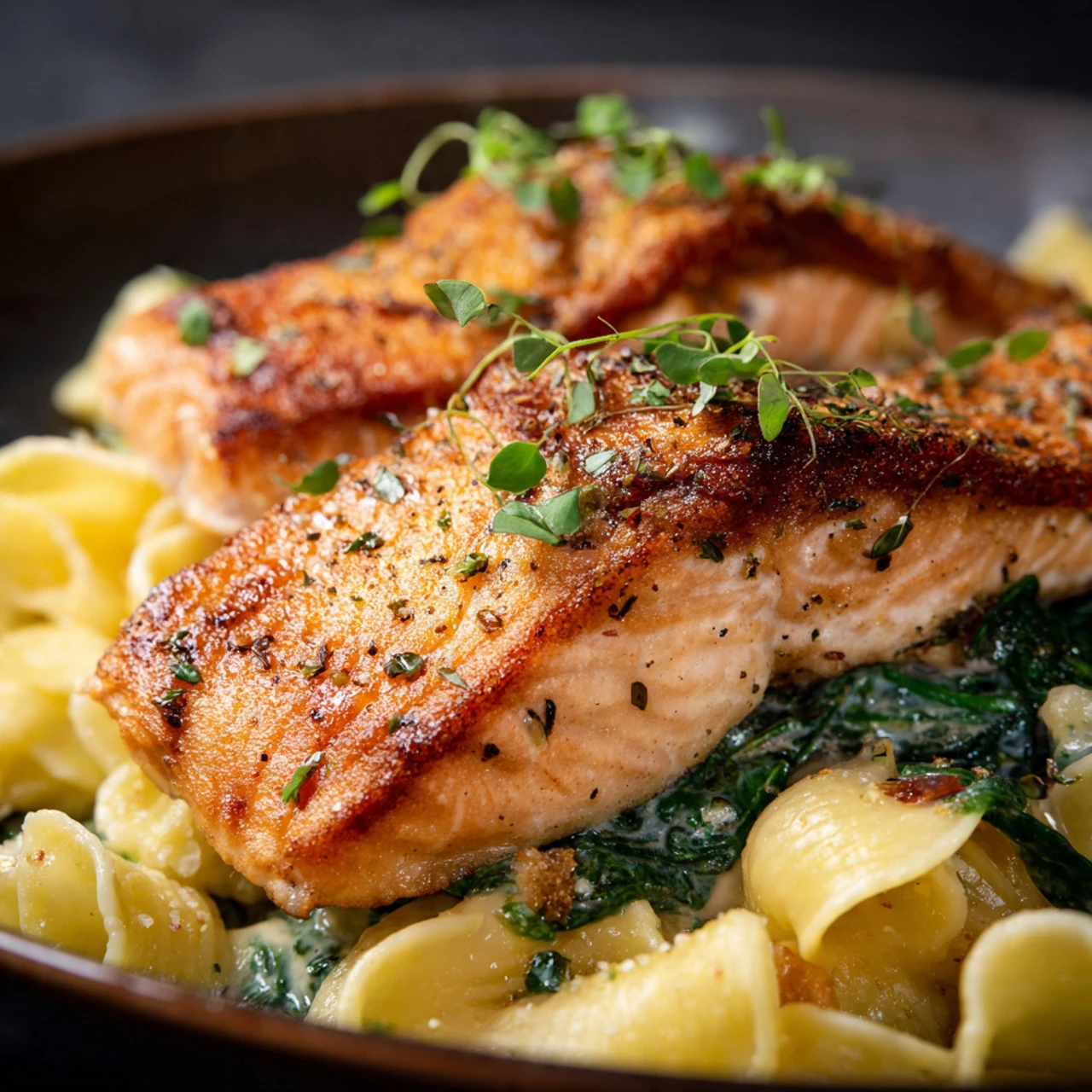 Creamy Salmon Spinach Pasta - Restaurant-Worthy In 25 Minutes! Creamy Salmon Spinach Pasta Restaurantworthy Minutes