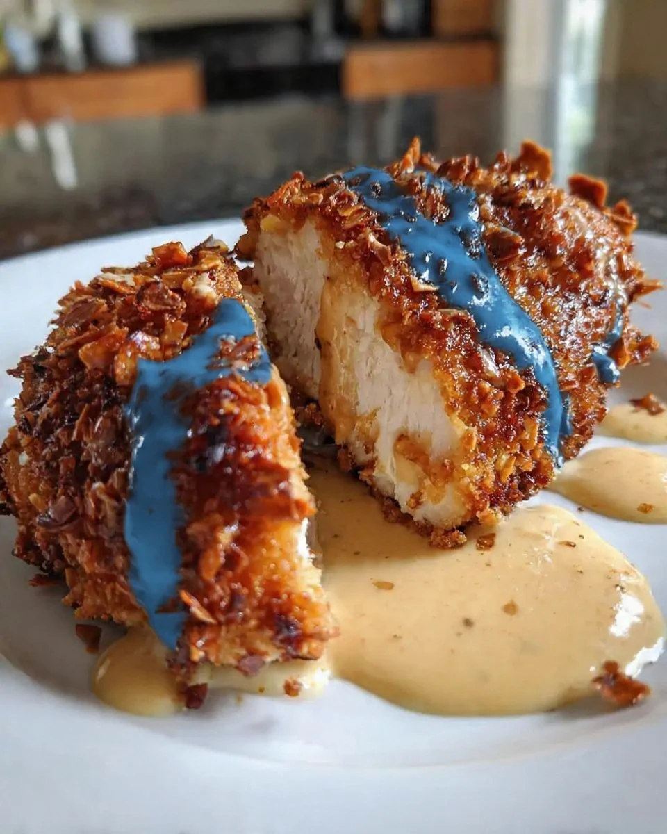 Crispy Pretzel Chicken With Creamy Mustard-Cheddar Sauce Crispy Pretzel Chicken Creamy Mustardcheddar Sauce