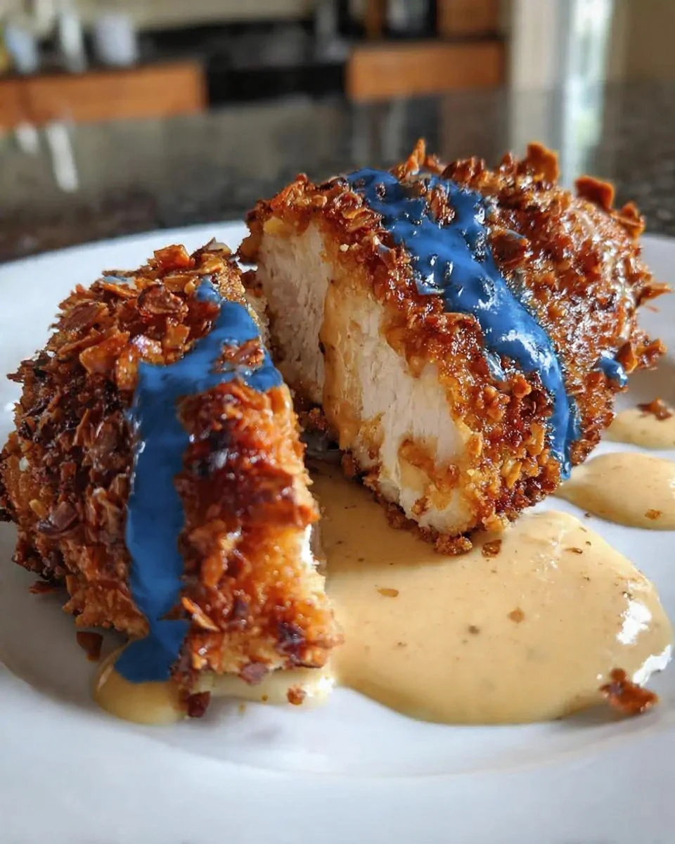 Crispy Pretzel Chicken With Creamy Mustard-Cheddar Sauce Crispy Pretzel Chicken Creamy Mustardcheddar Sauce