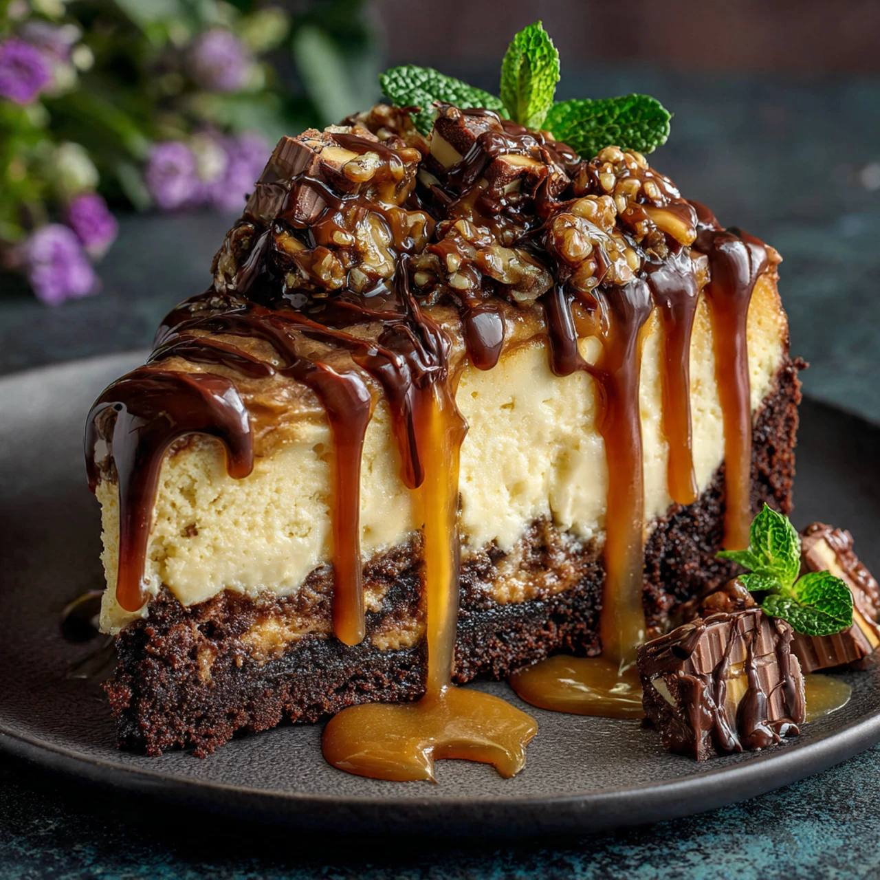 Decadent Turtle Fudge Cheesecake Decadent Turtle Fudge Cheesecake