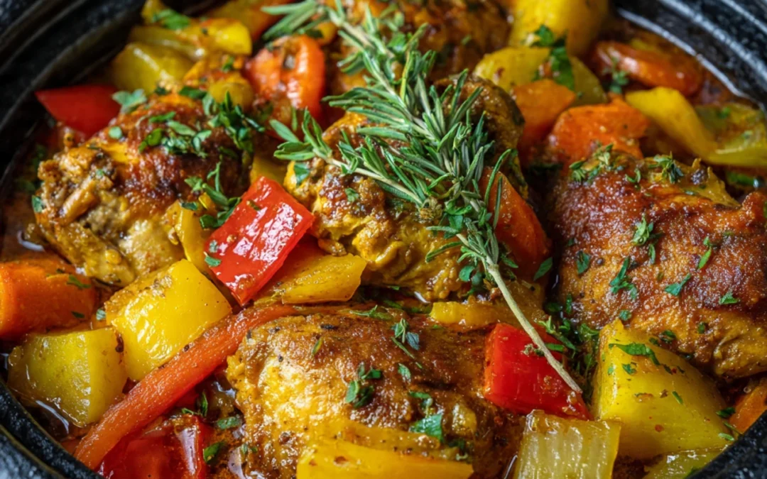 Easy Crockpot Moroccan Chicken Tagine with Juicy
