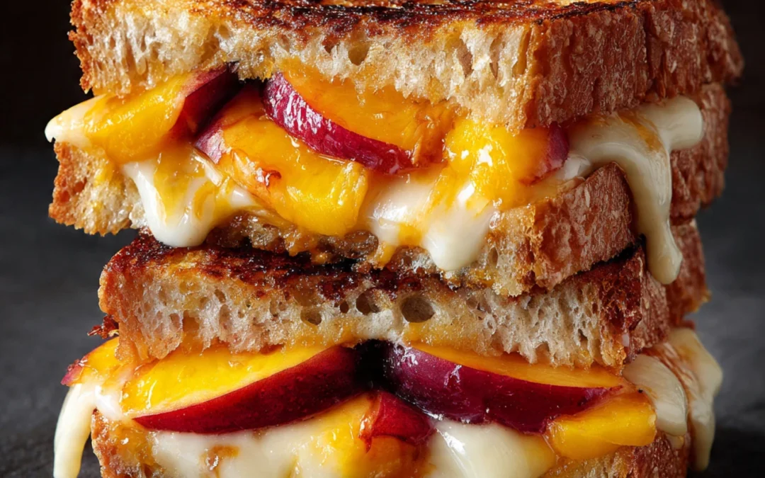 Savory Sweet Delight: Grilled Cheese with Honey Peaches and White Cheddar