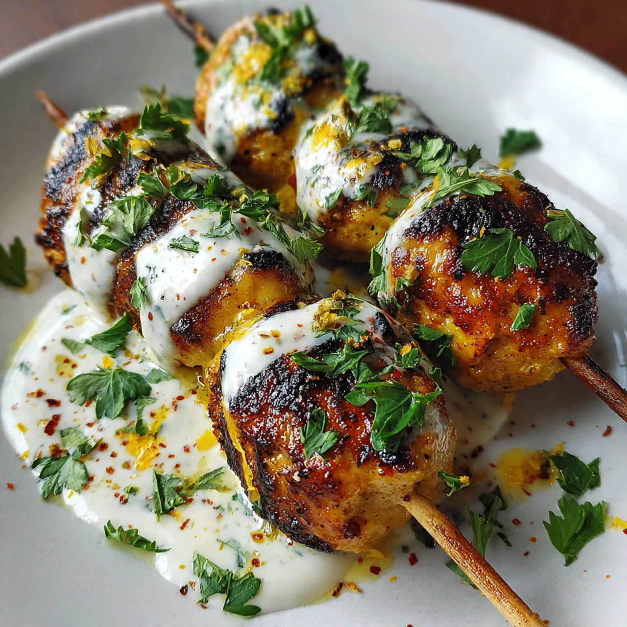 Irresistible Chicken Kofta With Creamy Garlic Yogurt Sauce Recipe Irresistible Chicken Kofta Creamy Garlic Yogurt Sauce