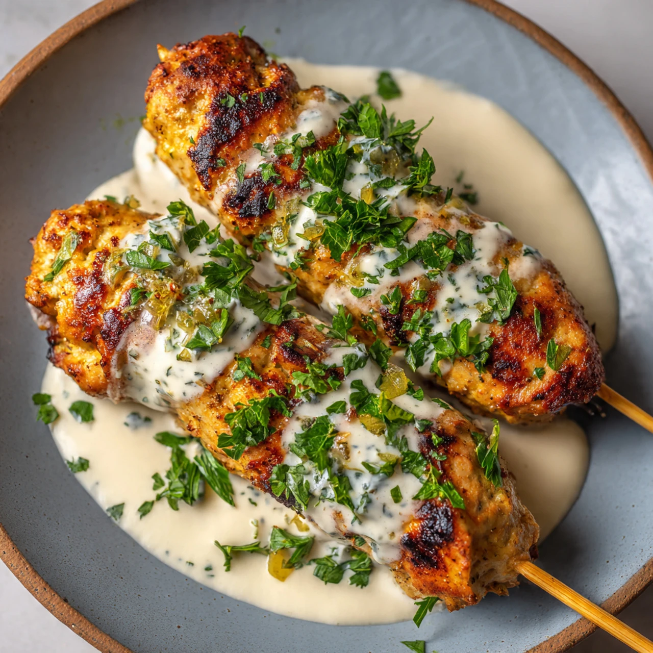 Irresistible Chicken Kofta With Creamy Garlic Yogurt Sauce Recipe Irresistible Chicken Kofta Creamy Garlic Yogurt Sauce