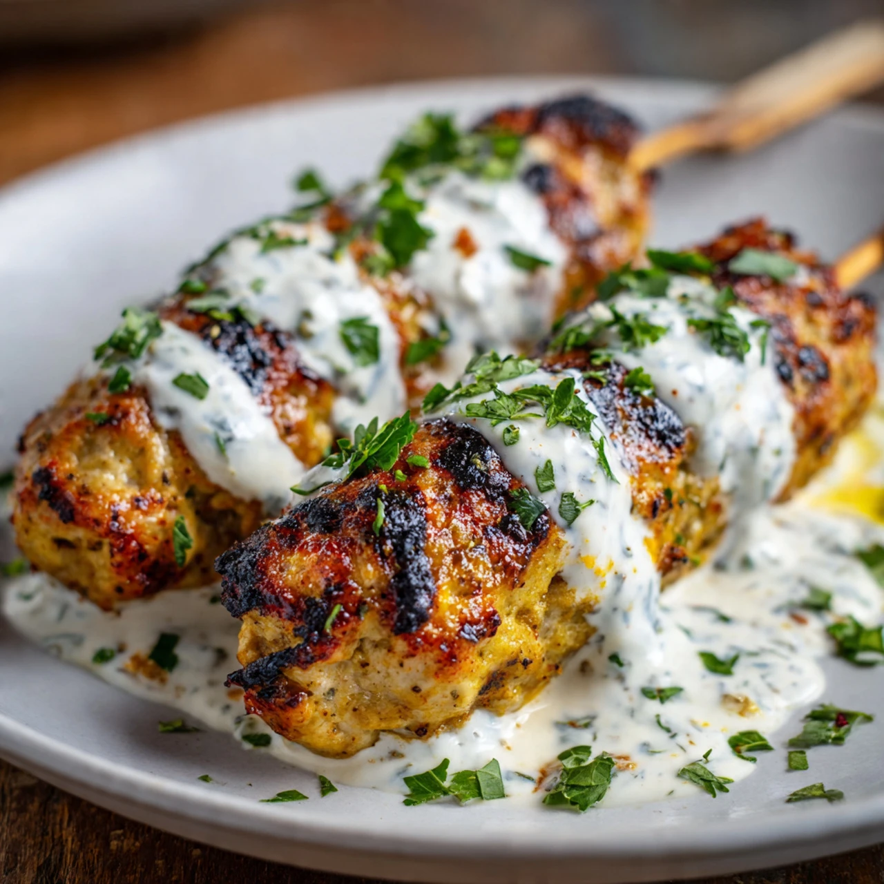 Irresistible Chicken Kofta with Creamy Garlic Yogurt Sauce Recipe!