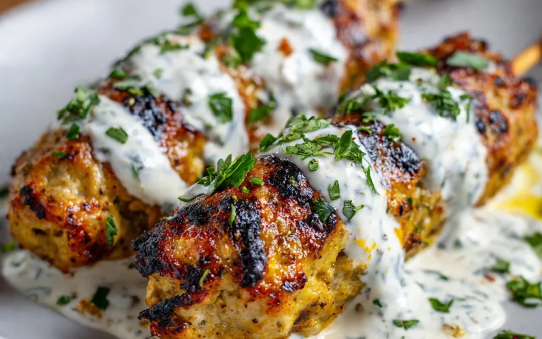 Irresistible Chicken Kofta with Creamy Garlic Yogurt Sauce Recipe!