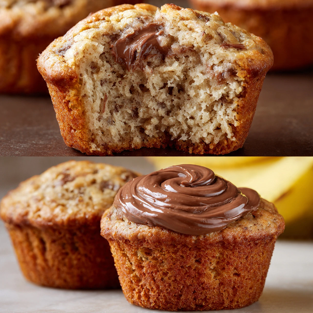 Nutella Swirled Banana Muffins Nutella Swirled Banana Muffins