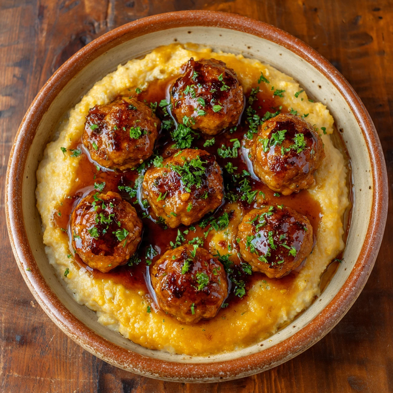 Pork Meatballs With Sweet Potato Mash & Bourbon Irresistible Pork Meatballs Sweet Potato Mash Bourbonmaple