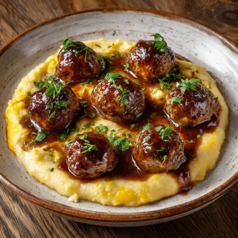 Pork Meatballs With Sweet Potato Mash & Bourbon Irresistible Pork Meatballs Sweet Potato Mash Bourbonmaple