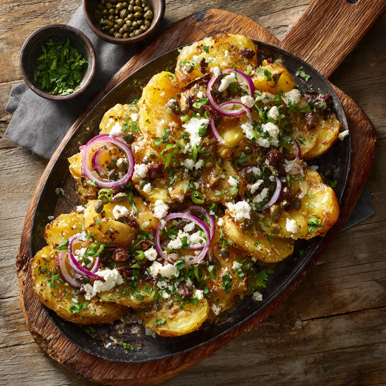 QUICK SMASHED GREEK POTATOES WITH FETA AND ROSEMARY Smashed Greek Potatoes Feta Rosemary