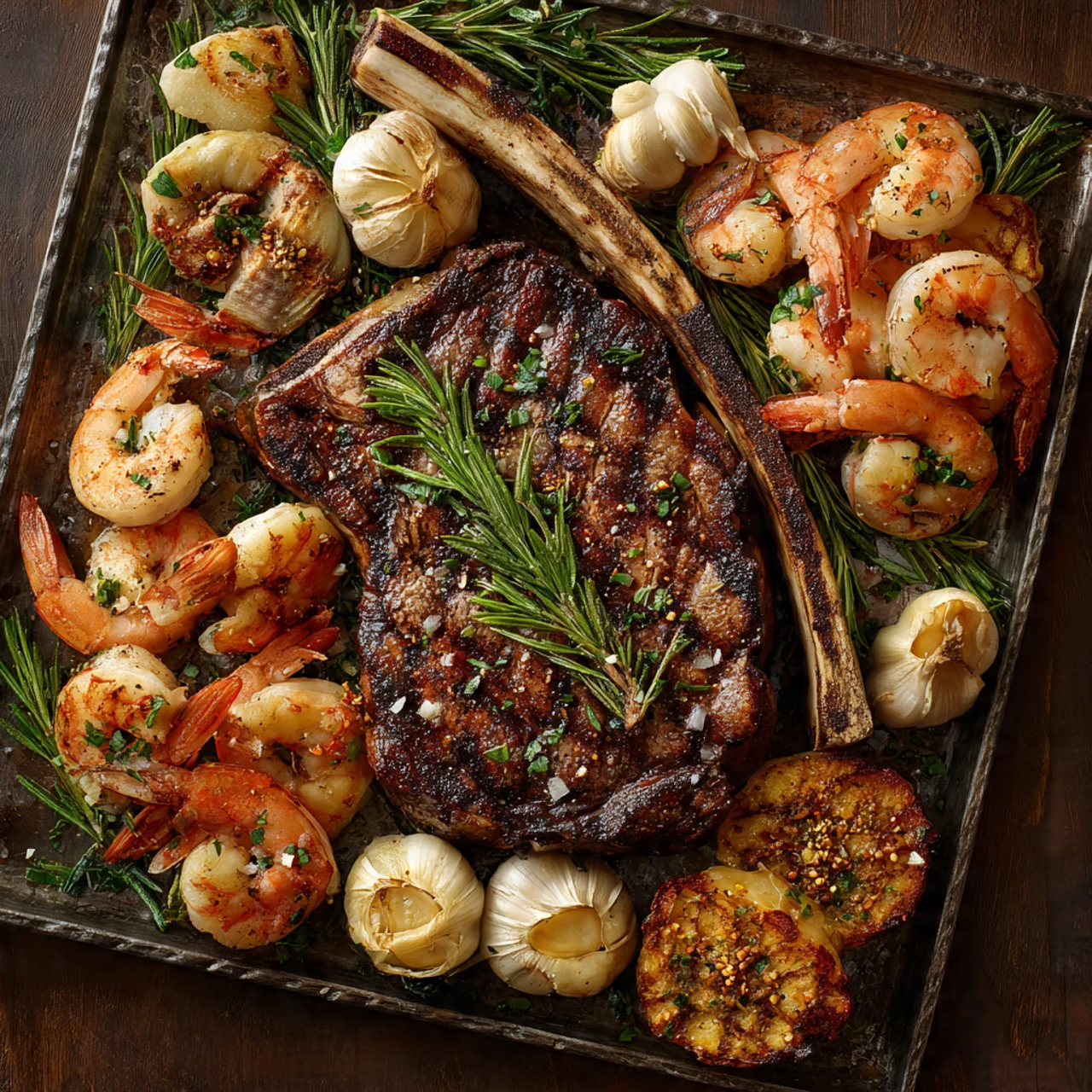 Surf & Turf With Bone-In Tomahawk Steak Surf Turf Bonein Tomahawk Steak