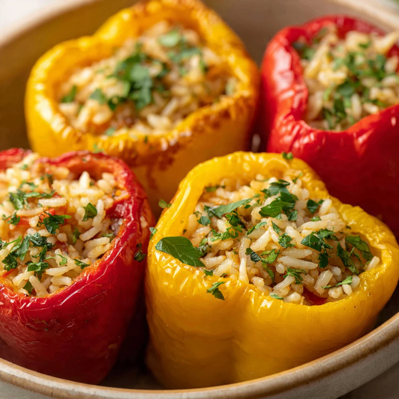 Teriyaki Pineapple Chicken Rice Stuffed Peppers