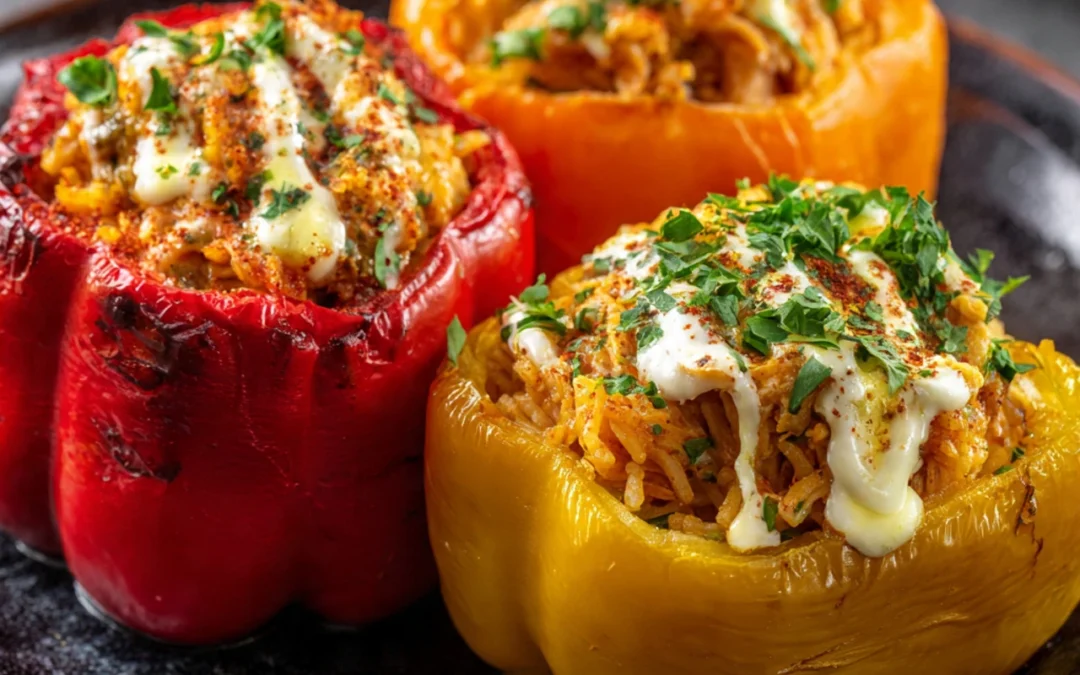 Teriyaki Pineapple Chicken Rice Stuffed Peppers