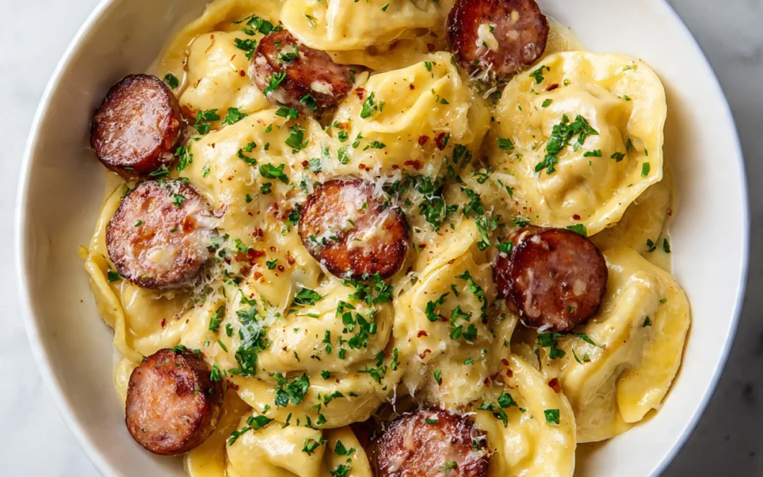 THE BEST Crockpot Pierogi Casserole with Kielbasa