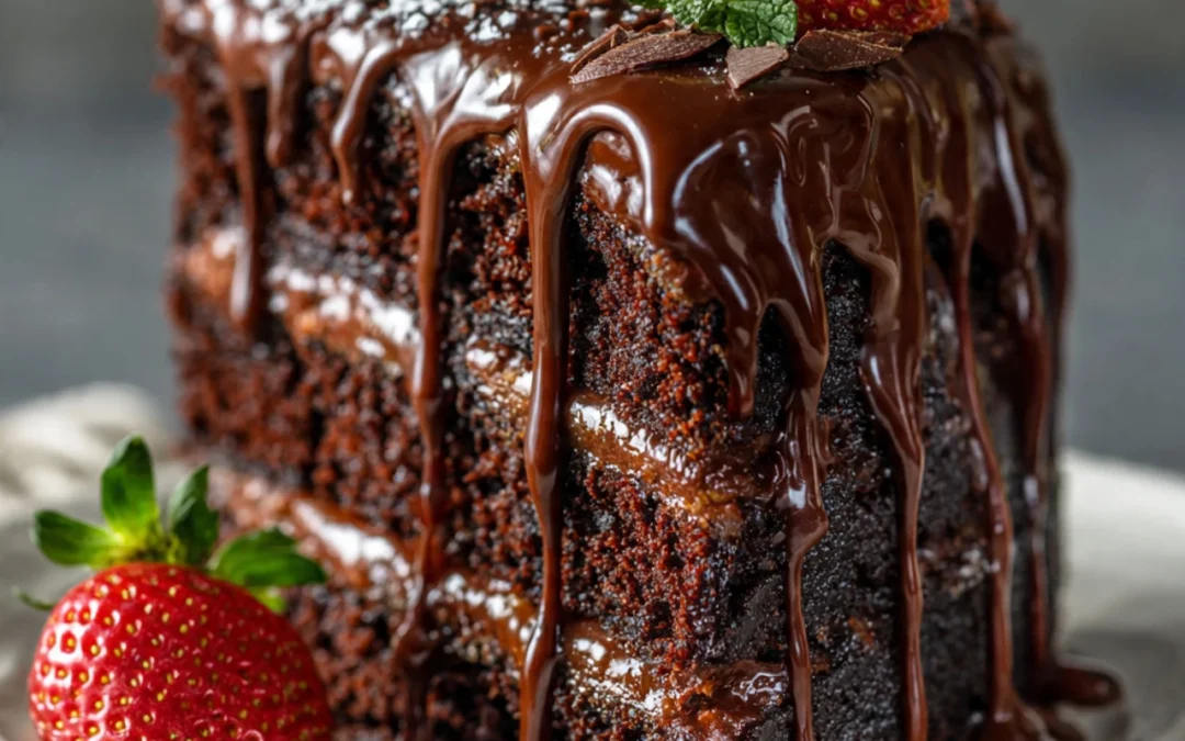 Triple Chocolate Cake with Hot Fudge Sauce