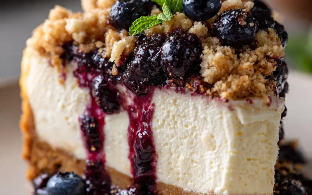 Blueberry Crumble Cheesecake (Creamy Berry Bliss!)