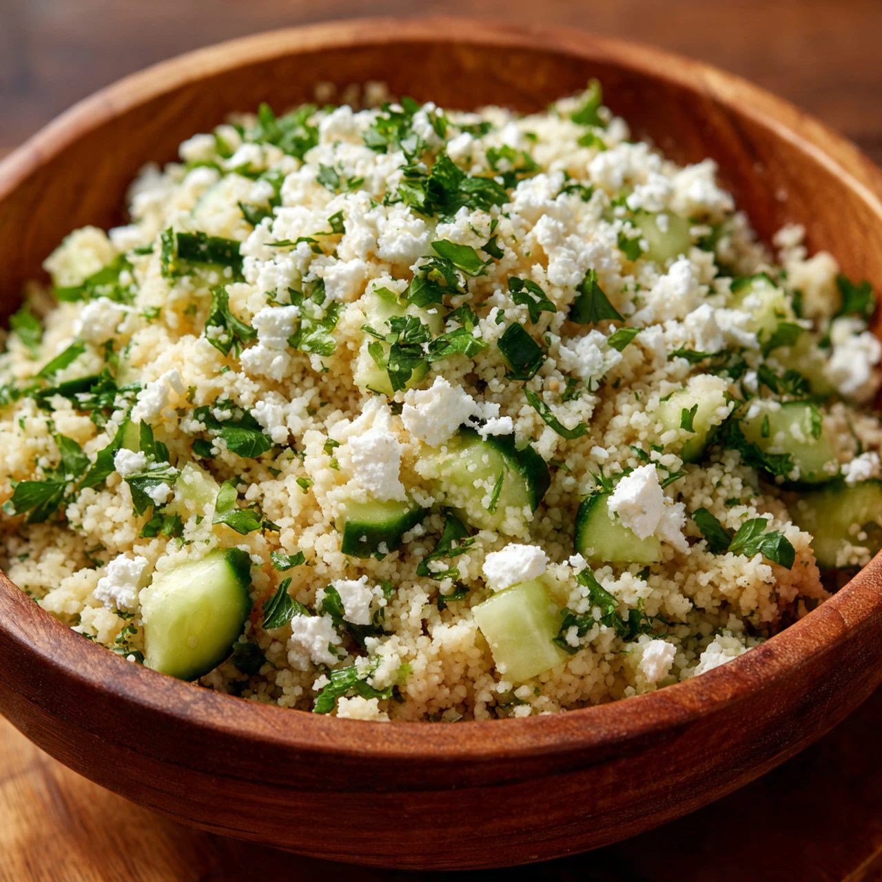 CUCUMBER LEMON FETA CHEESE COUSCOUS SALAD