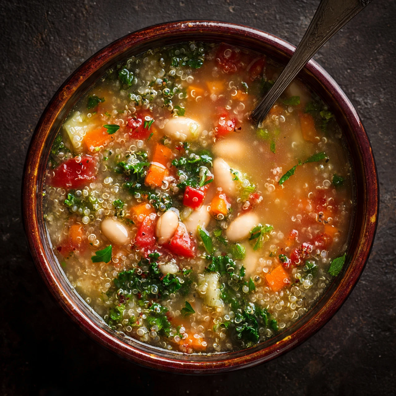 Kale Quinoa & White Bean Soup (Healthy + Vegan) Kale Quinoa White Bean Soup Healthy Vegan