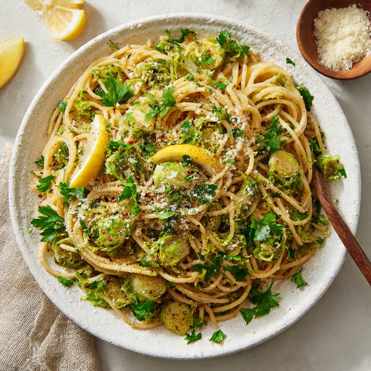 Lemon Parmesan Brussels Sprout Pasta