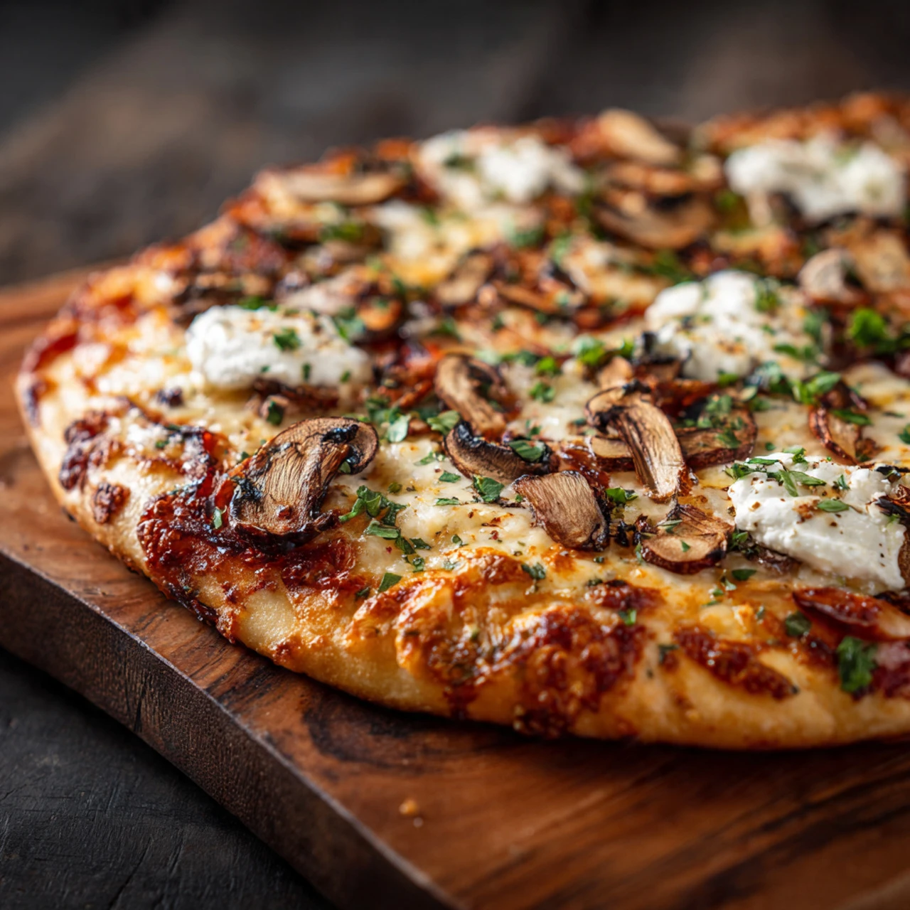 Balsamic Mushroom Goat Cheese Pizza with Spinach