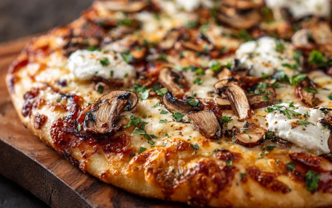 Balsamic Mushroom Goat Cheese Pizza with Spinach
