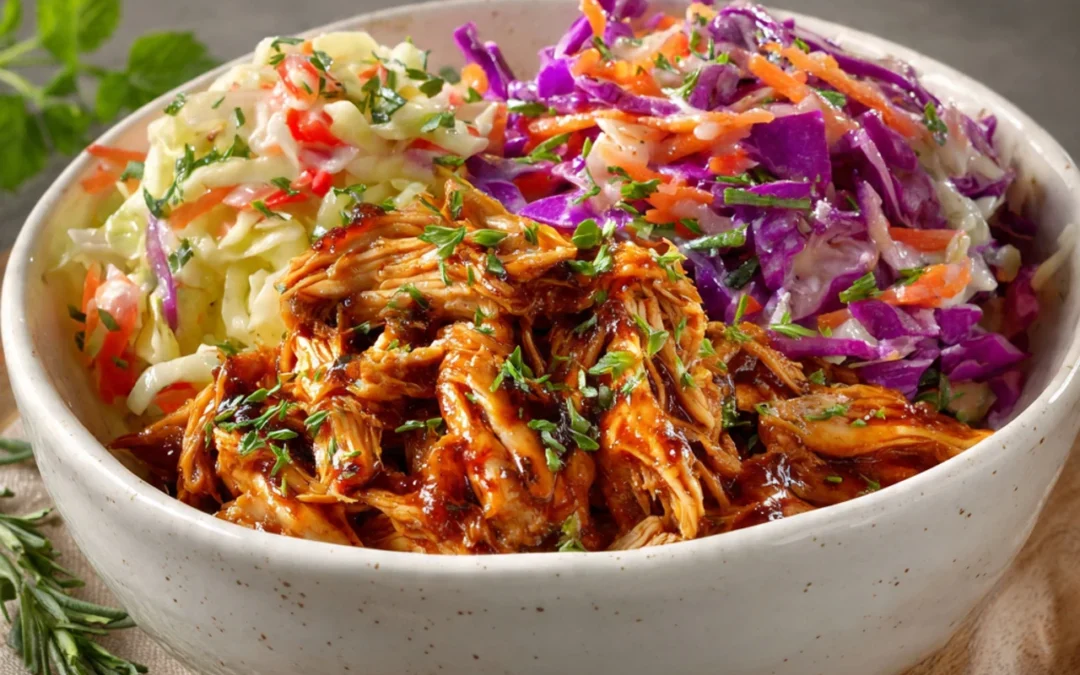 BBQ Chicken Bowls with Sweet Potatoes and Coleslaw (Whole30)
