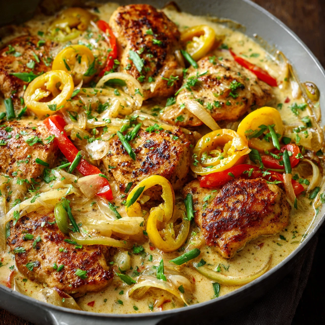 Creamy Pepperoncini Chicken Skillet