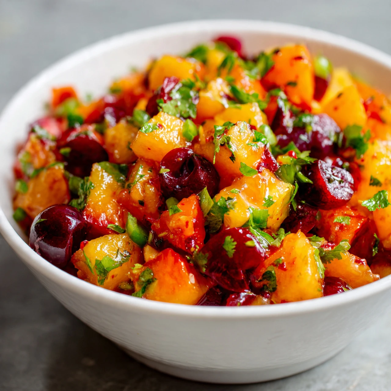 Healthy Peach Cherry Salsa Healthy Peach Cherry Salsa
