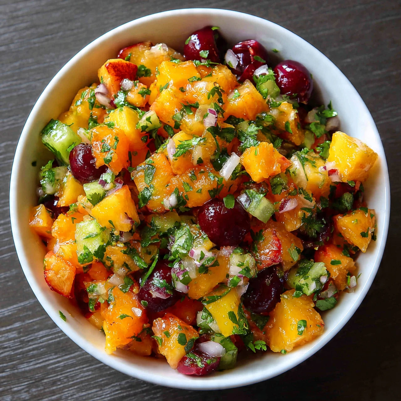 Healthy Peach Cherry Salsa Healthy Peach Cherry Salsa