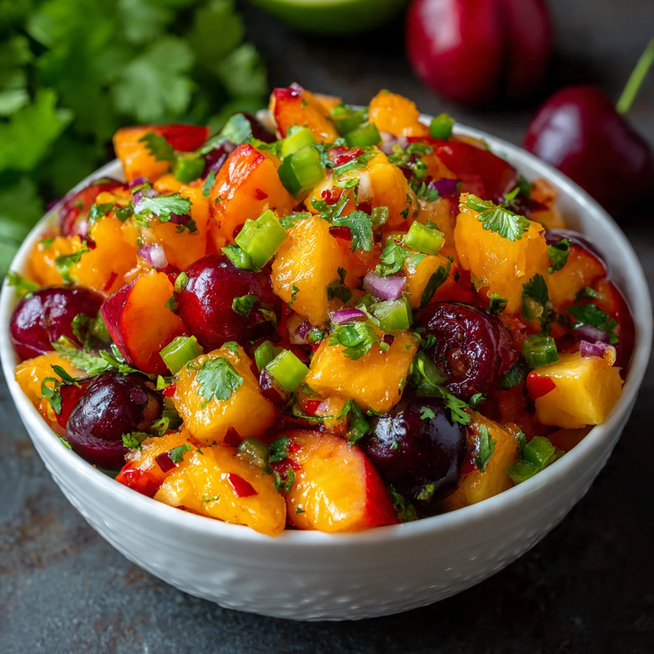 Healthy Peach Cherry Salsa Healthy Peach Cherry Salsa
