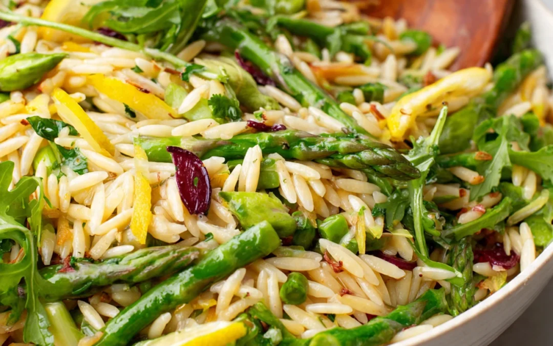 Lemon Orzo Salad with Arugula, Asparagus, and Feta