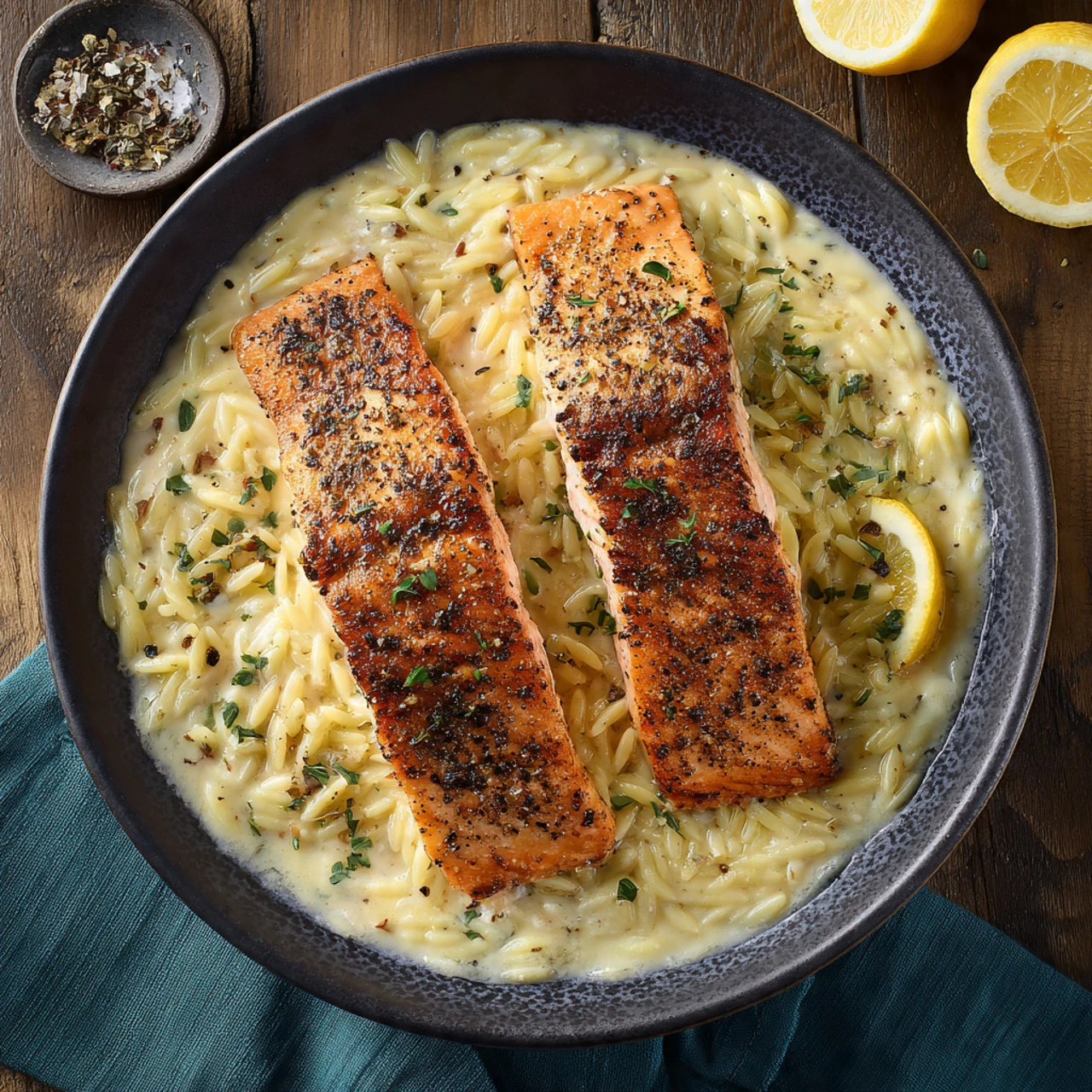 One Skillet Salmon With Lemon Orzo One Skillet Salmon Lemon Orzo