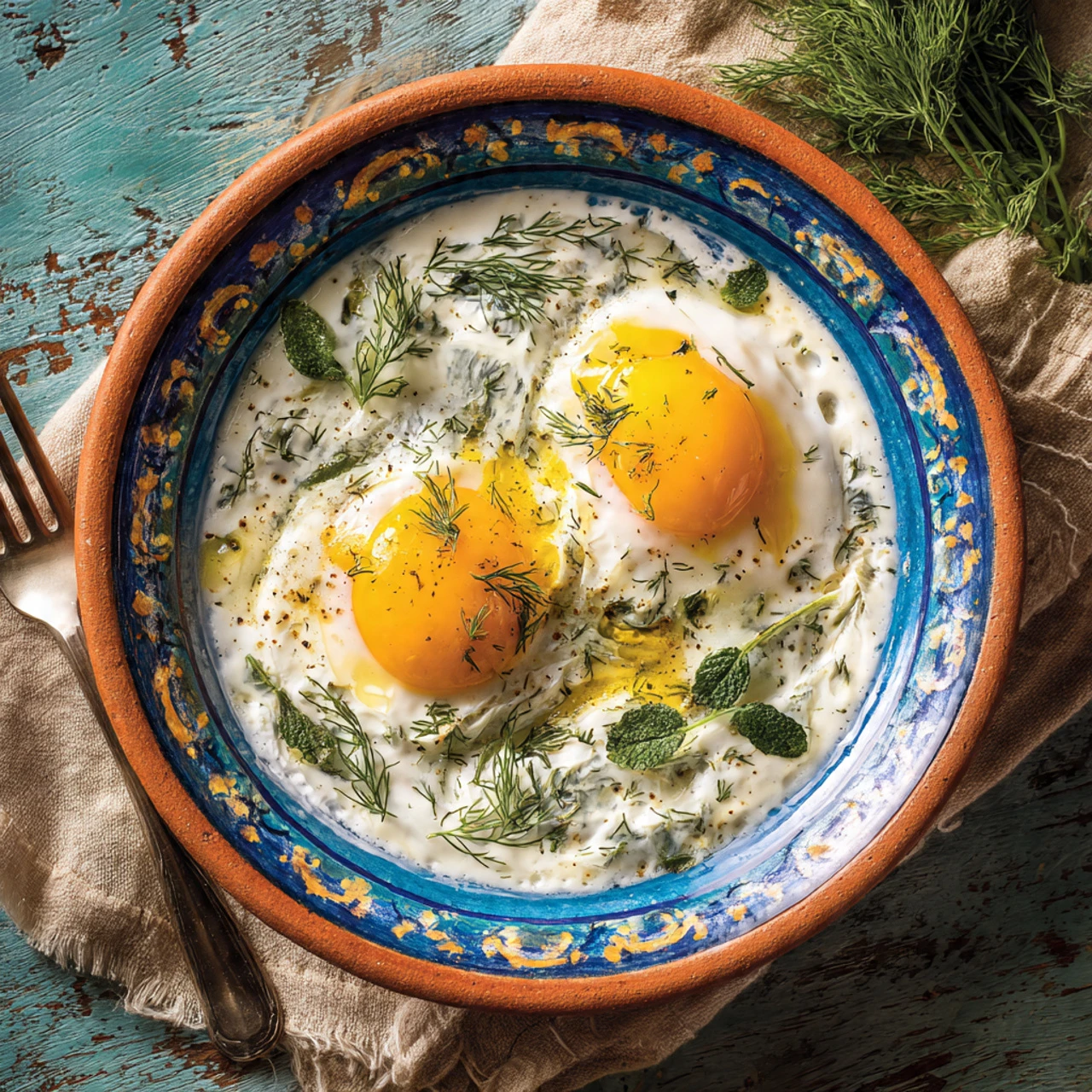 Turkish Eggs (Cilbir) Turkish Eggs Cilbir